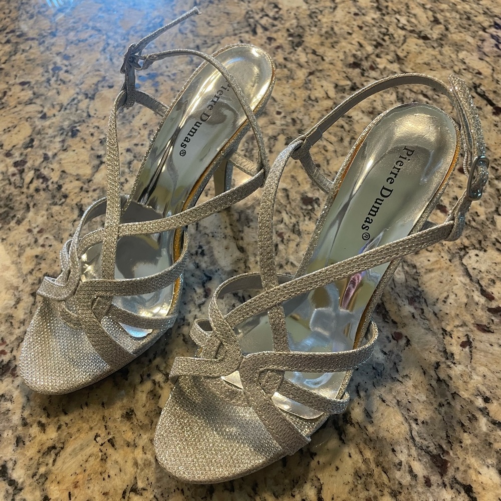 Pierre Dumas Silver Sparkle Heels - Women’s 8